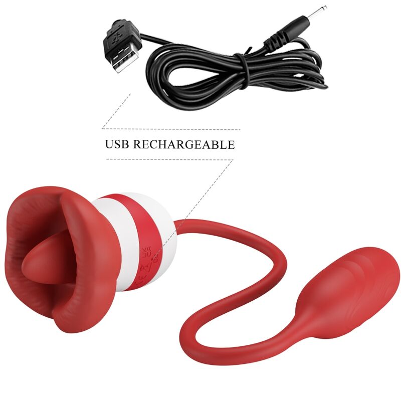 Vibromasseur Bouche Rouge En Silicone Rechargeable