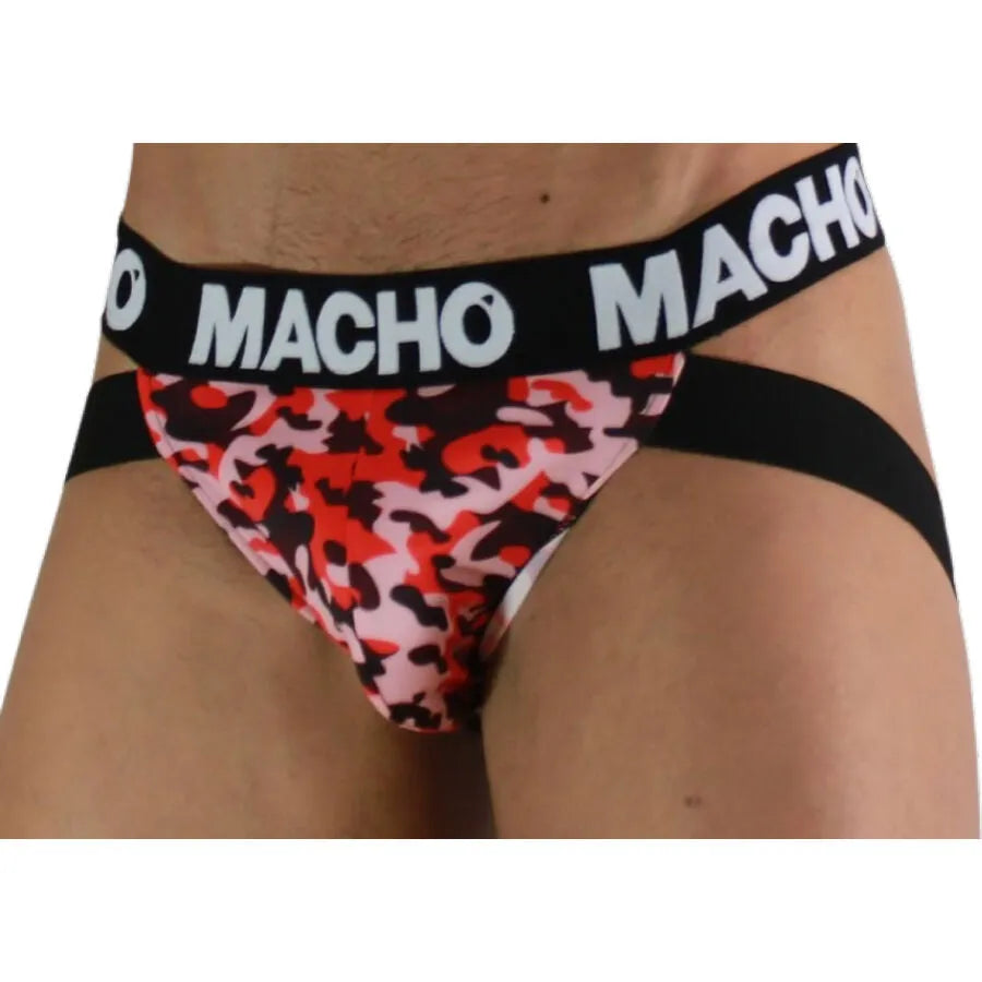 Jockstrap masculin anatomique lycra élasthanne soutien confort militaire rouge