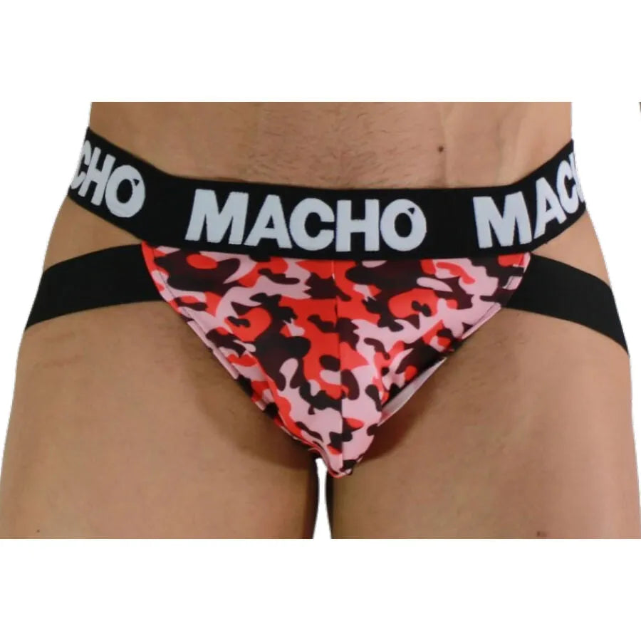 Jockstrap masculin anatomique lycra élasthanne soutien confort militaire rouge