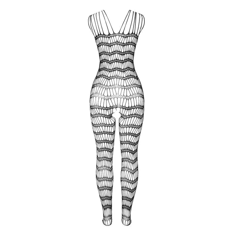 SUBBLIME - 951696 BODYSTOCKING RÉSILLE OUVERT AVEC BRETELLES SUR LES ÉPAULES NOIR