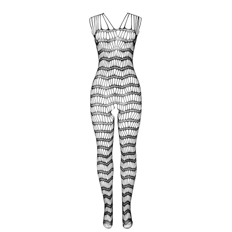SUBBLIME - 951696 BODYSTOCKING RÉSILLE OUVERT AVEC BRETELLES SUR LES ÉPAULES NOIR