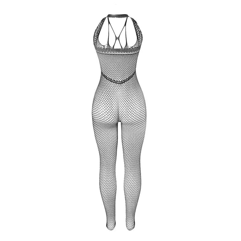 SUBBLIME - 951788 BODYSTOCKING LONG EN RESILLE AVEC BRETELLES SUR LA POITRINE ET LE DOS NOIR