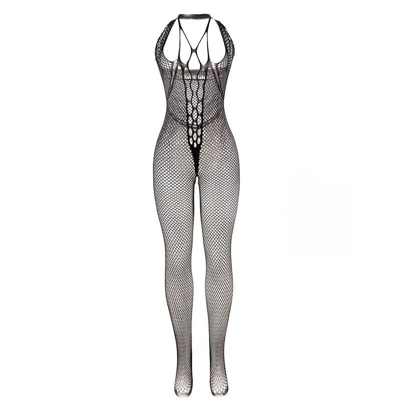 SUBBLIME - 951788 BODYSTOCKING LONG EN RESILLE AVEC BRETELLES SUR LA POITRINE ET LE DOS NOIR