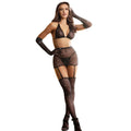 lingerie body résille noir sexy avec gants motif losange occasions spéciales