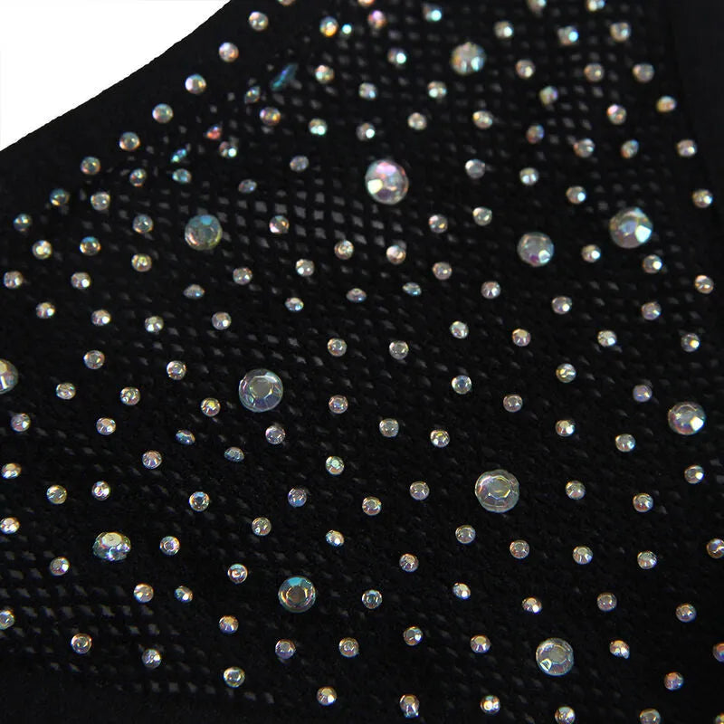 SUBBLIME - 952174 BODYSTOCKING RESILLE AVEC GANTS ET DIAMANTS NOIR