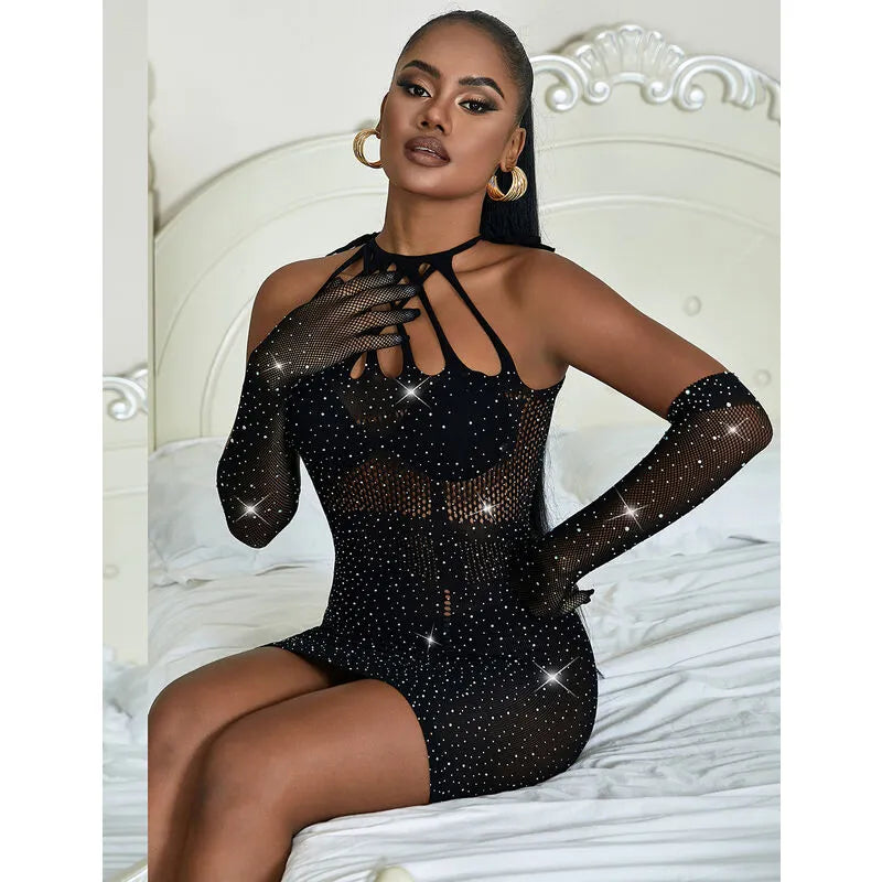 SUBBLIME - 952235 ROBE RÉSEILLE AVEC STRASS NOIR