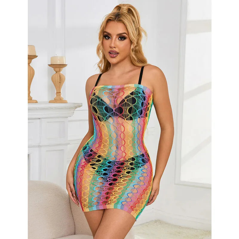 SUBBLIME - 952365 ROBE RÉSEILLE ÉPAULES NUES ARC-EN-CIEL