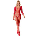 SUBBLIME - 952419 BODYSTOCKING RESILLE AVEC LOSANGES MANCHES LONGUES ROUGE