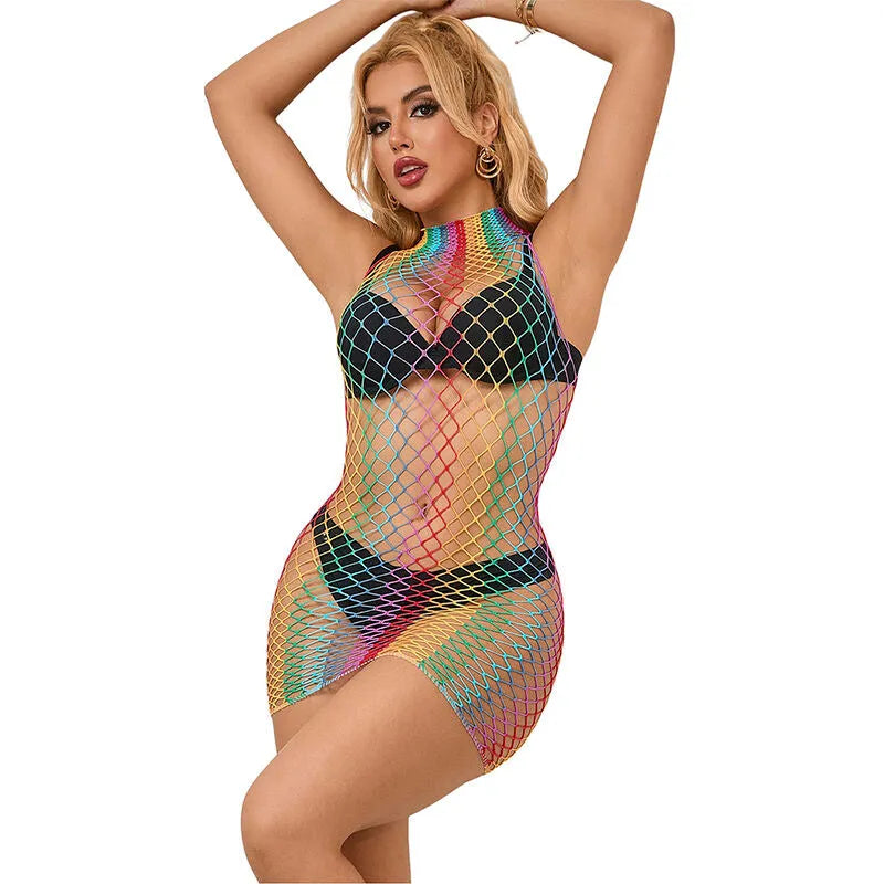 SUBBLIME - 952433 ROBE RÉSILLE SANS MANCHES COL MONTANT ARC-EN-CIEL