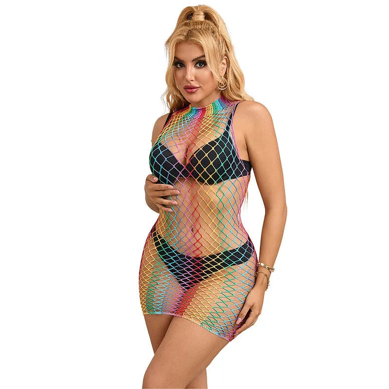 SUBBLIME - 952433 ROBE RÉSILLE SANS MANCHES COL MONTANT ARC-EN-CIEL