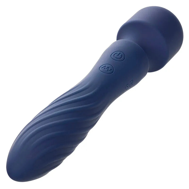 Masseur violet Charisma Mystique, design élégant, tête flexible striée, double moteur, silicone étanche, 12 fonctions.