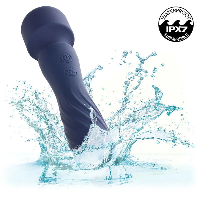 Masseur violet Charisma Mystique, double moteur, silicone, étanche IPX7, design élégant avec stries, 12 fonctions.
