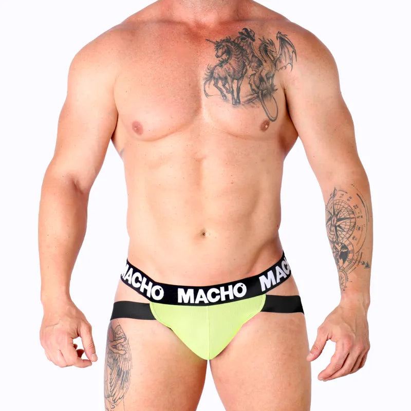 Jockstrap soutien anatomique lycra élasthanne haute qualité jaune MACHO MX28FA