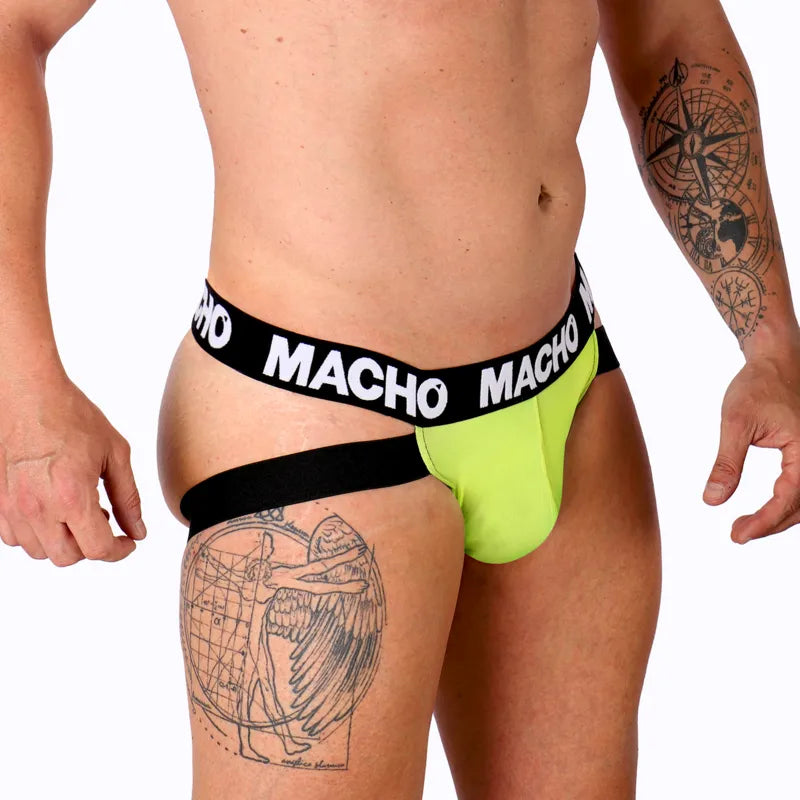Jockstrap soutien anatomique lycra élasthanne haute qualité jaune MACHO MX28FA