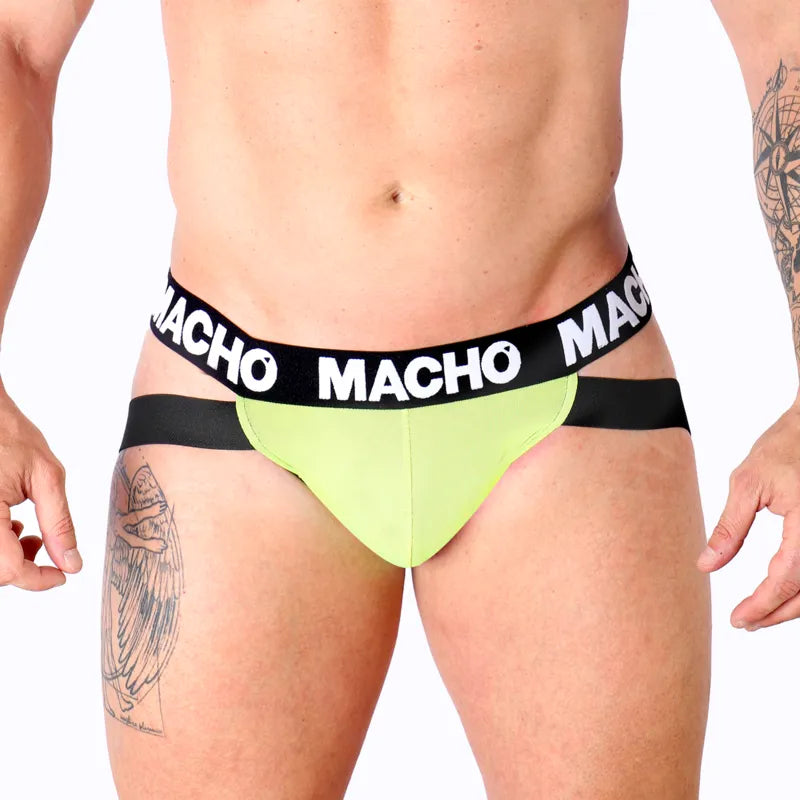 Jockstrap soutien anatomique lycra élasthanne haute qualité jaune MACHO MX28FA
