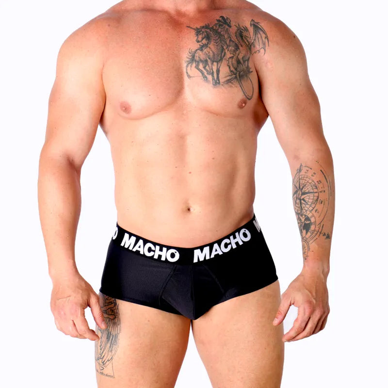 Slip homme noir respirant lycra coupe classique confort rehaussement