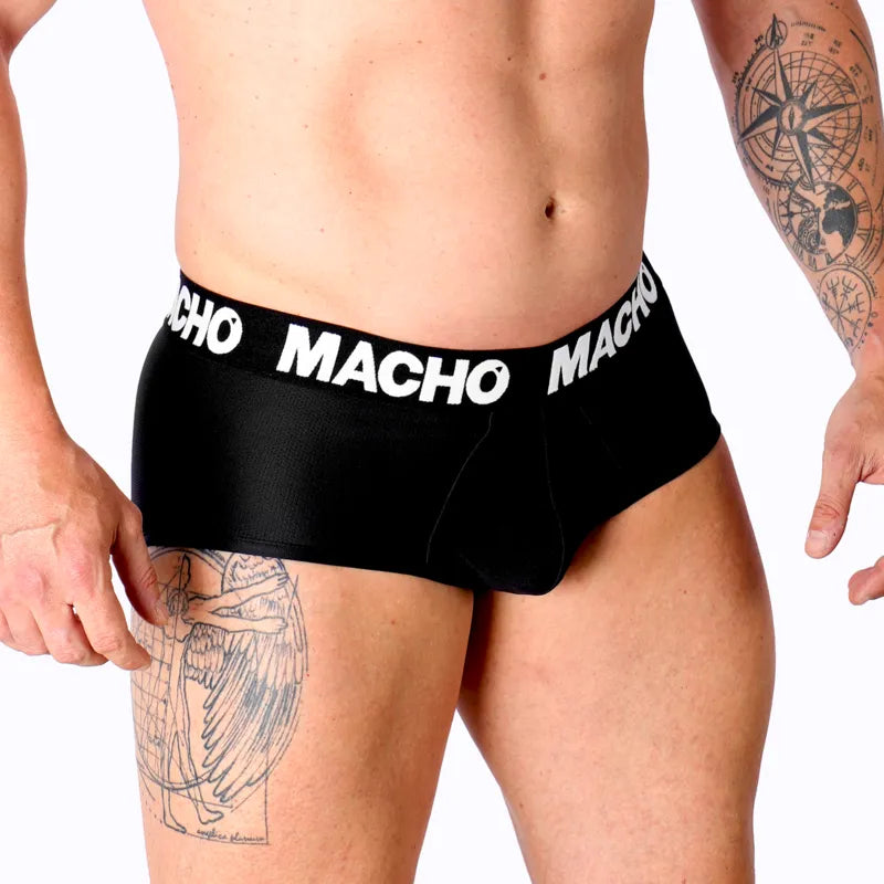 Slip homme noir respirant lycra coupe classique confort rehaussement