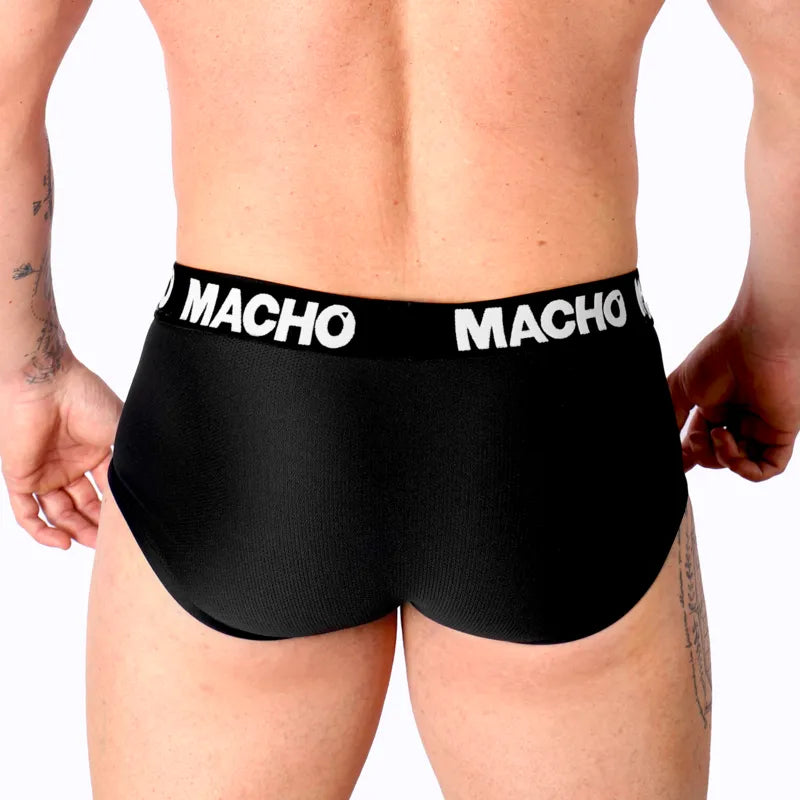 Slip homme noir respirant lycra coupe classique confort rehaussement