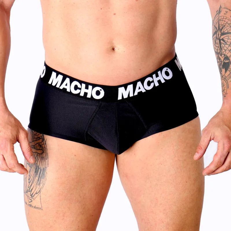 Slip homme noir respirant lycra coupe classique confort rehaussement