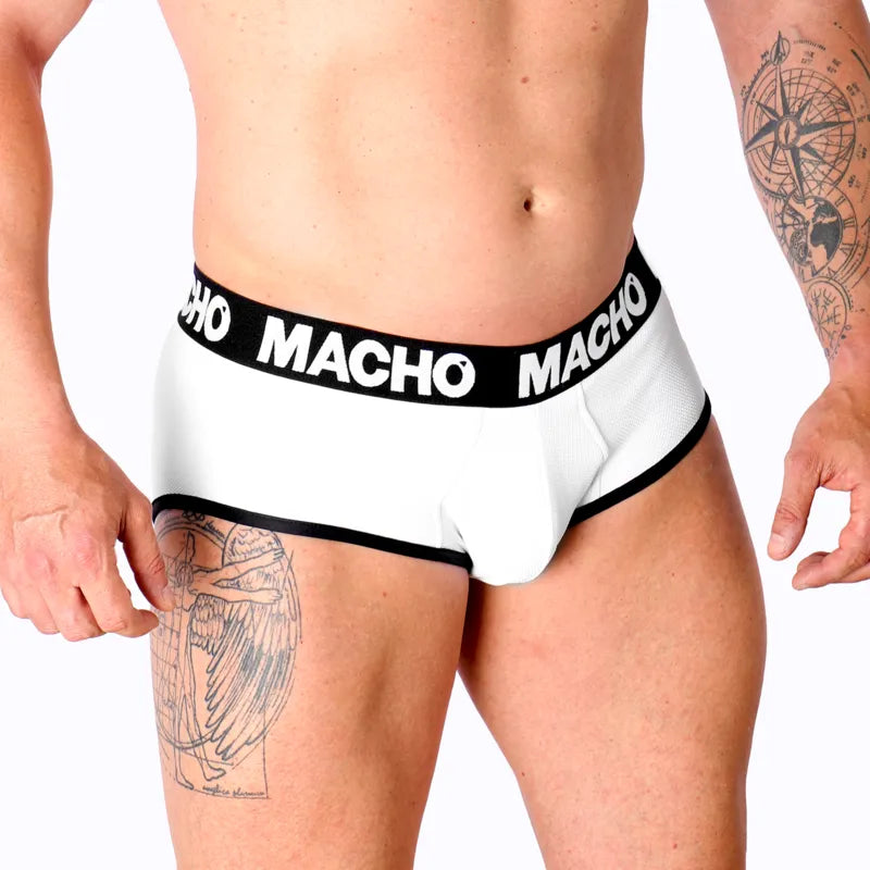 Slip Homme Blanc Lycra Confort Respirabilité Coupe Classique Rehaussement Genital