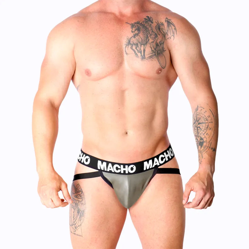 MACHO - MX27GR JOCK CUIR GRIS BEIGE