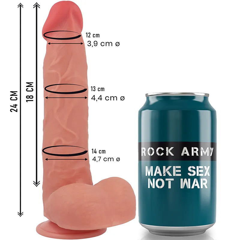 Gode réaliste silicone liquide ventouse hypoallergénique Rockarmy Raptor 24 cm étanche