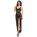 Nuisette longue noire sensuelle CHILIROSE lingerie exotique string inclus