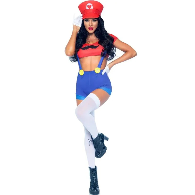 LEG AVENUE - COSTUME SEXY MARIO BROS ROUGE/BLEU