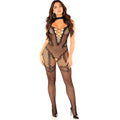LEG AVENUE - BODYSTOCKING EN MAILLE SANS FOURREAU NOIR