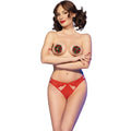 CHILIROSE - CR 4839 ENSEMBLE DE NOËL CACHE-TÉTONS + CULOTTE ROUGE