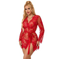 SUBBLIME - 953782 CHEMISIER DE NUIT EN DENTELLE + STRING ROUGE