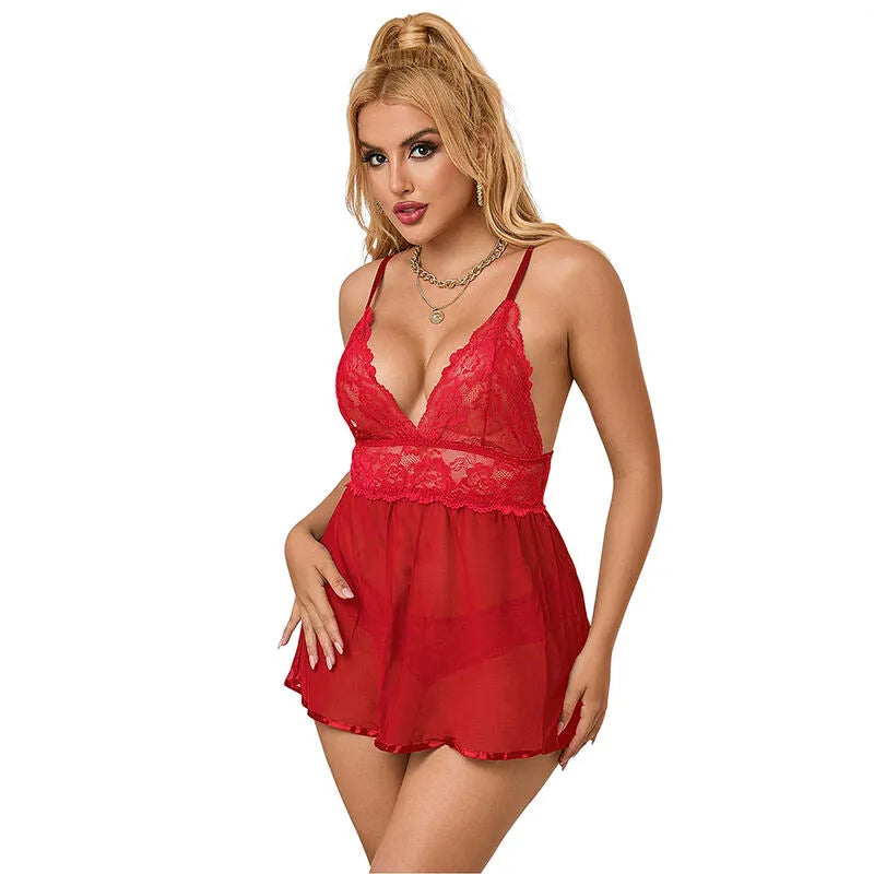 SUBBLIME - 953843 BABYDOLL DOS OUVERT ROUGE
