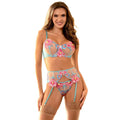 SUBBLIME - 954109 SOUTIEN-GORGE + CULOTTE AVEC PORTE-JARRETELLES MOTIF FLORAL BLEU