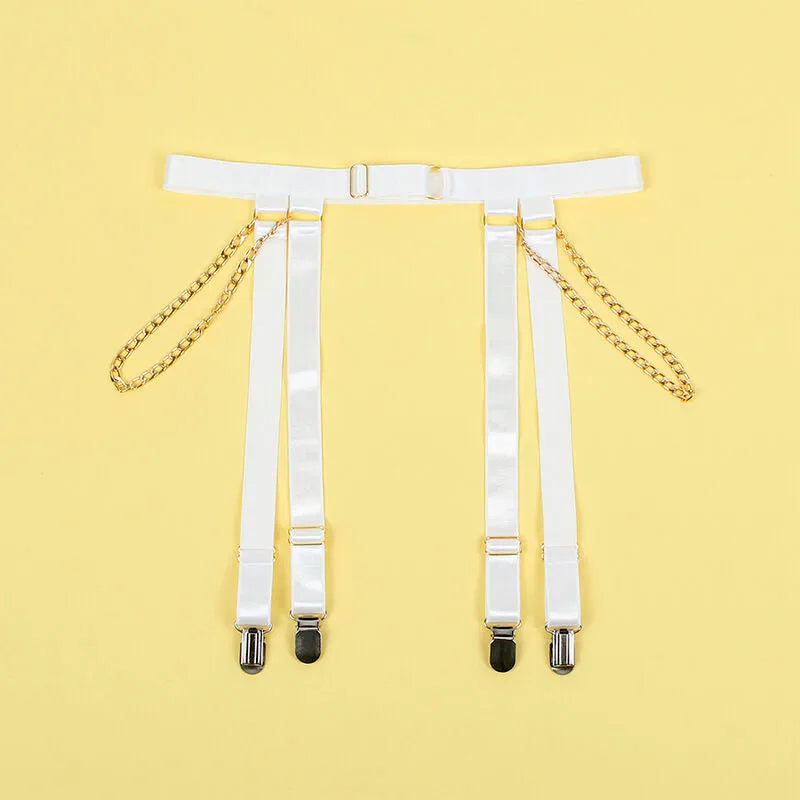 SUBBLIME - 954284 BODY AVEC CHAÎNES + PORTE-JARRETELLES BLANC