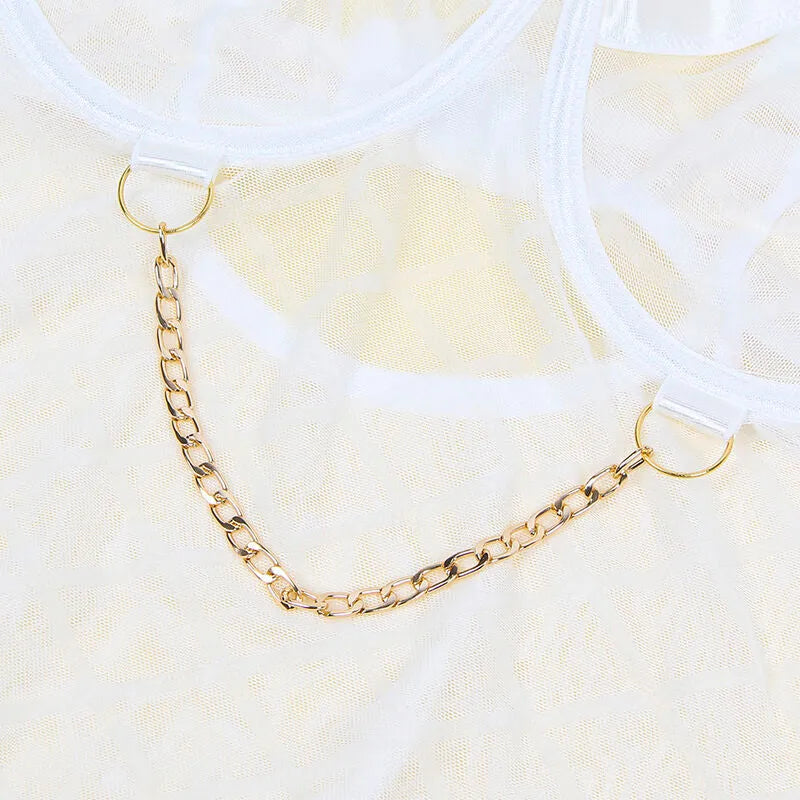SUBBLIME - 954291 BODY AVEC CHAÎNES + PORTE-JARRETELLES BLANC