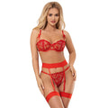 SUBBLIME - 954338 SOUTIEN-GORGE + STRING + PORTE-JARRETELLES IMPRIMÉ COEUR ROUGE