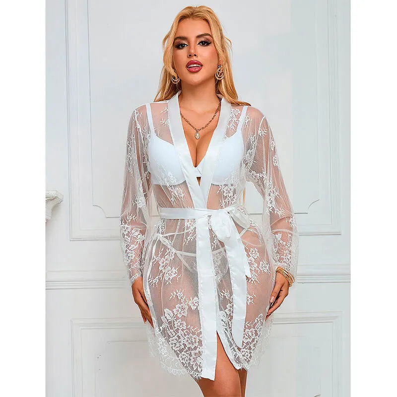 SUBBLIME - 954376 CHEMISE DE NUIT À MANCHES LONGUES À MOTIF FLORAL BLANC