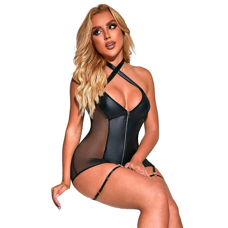 SUBBLIME - 954444 ROBE SEXY EN MAILLE CUIR NOIR