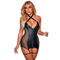 SUBBLIME - 954444 ROBE SEXY EN MAILLE CUIR NOIR