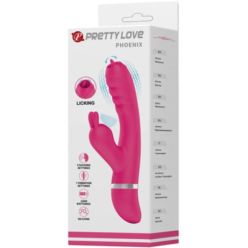 PRETTY LOVE - VIBRATEUR LAPIN MULTIFONCTION PHOENIX ROSE