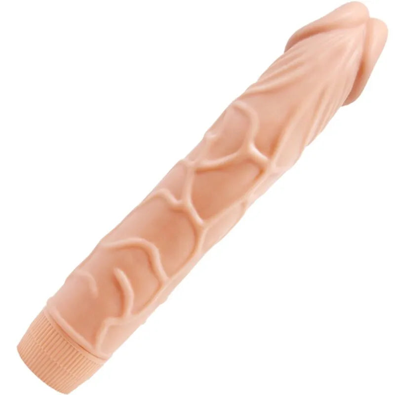 Vibromasseur réaliste BAILE 22,5 cm, couleur chair, veiné, texture détaillée, pour expérience sensorielle intense.