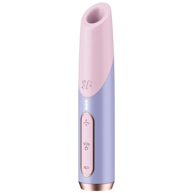 Stimulateur clitoridien Satisfyer Bold Kiss Wave, mini, sans fil, silicone doux, 3 vitesses, 10 modes, format voyage, rose/violet, discret, sextoy
