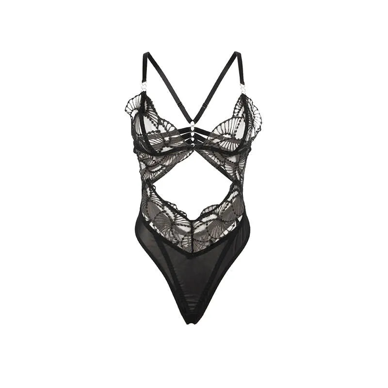 Body dentelle noire SUBBLIME, design creux transparent, bretelles fines, élégance et confort pour sublimer la silhouette.