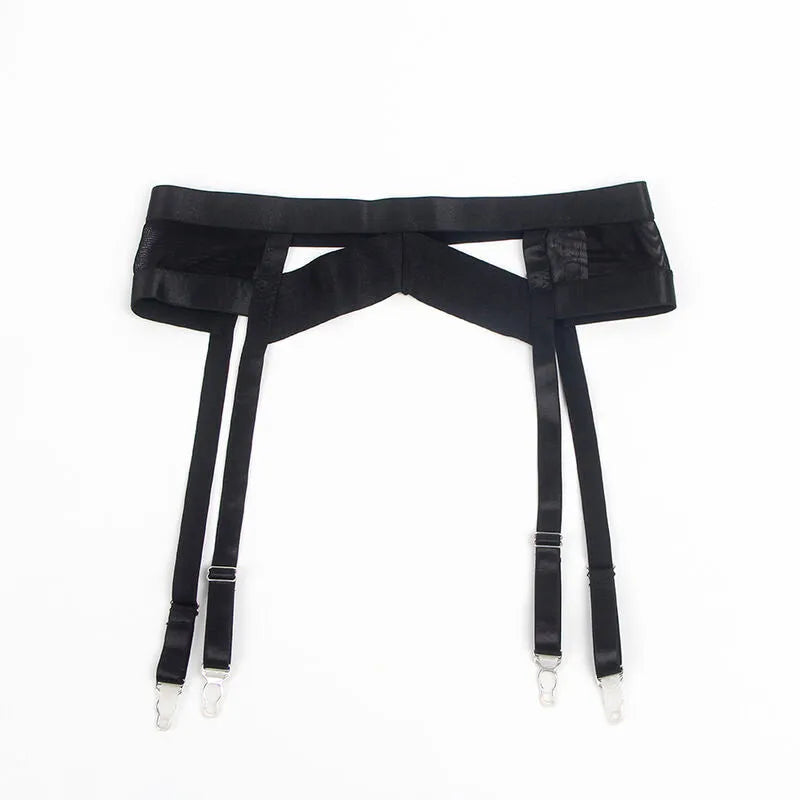 SUBBLIME - 955243 ENSEMBLE SOUTIEN-GORGE BONDAGE NOIR AVEC JARRETELLE