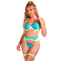 SUBBLIME - 955328 ENSEMBLE SOUTIEN-GORGE AVEC LIGNES DENTELLE ET JARRETELLE VERT ET BLEU