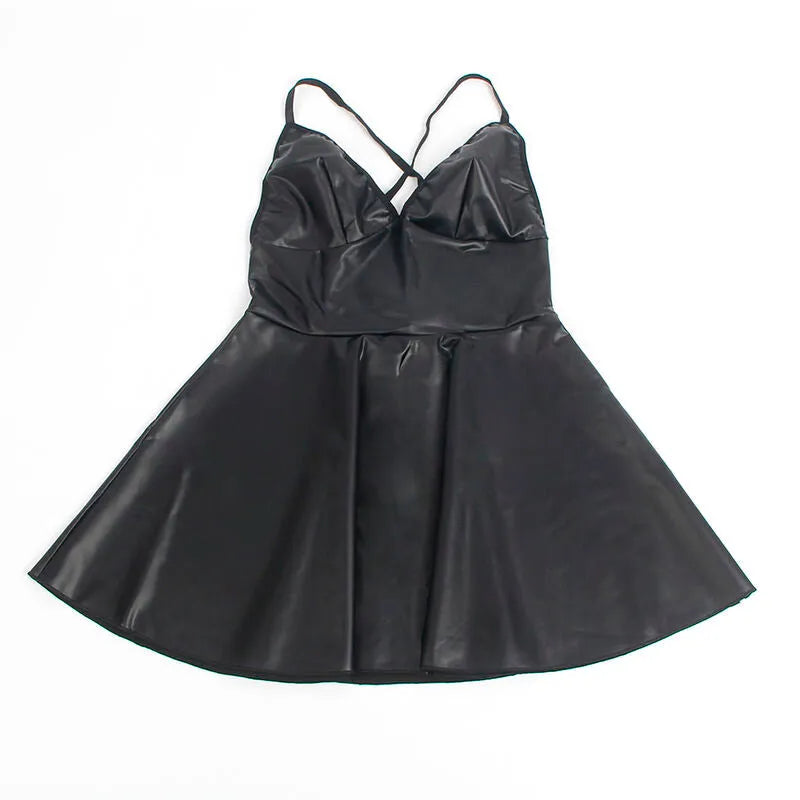 SUBBLIME - 955373 ROBE À BRETELLES EN CUIR NOIR
