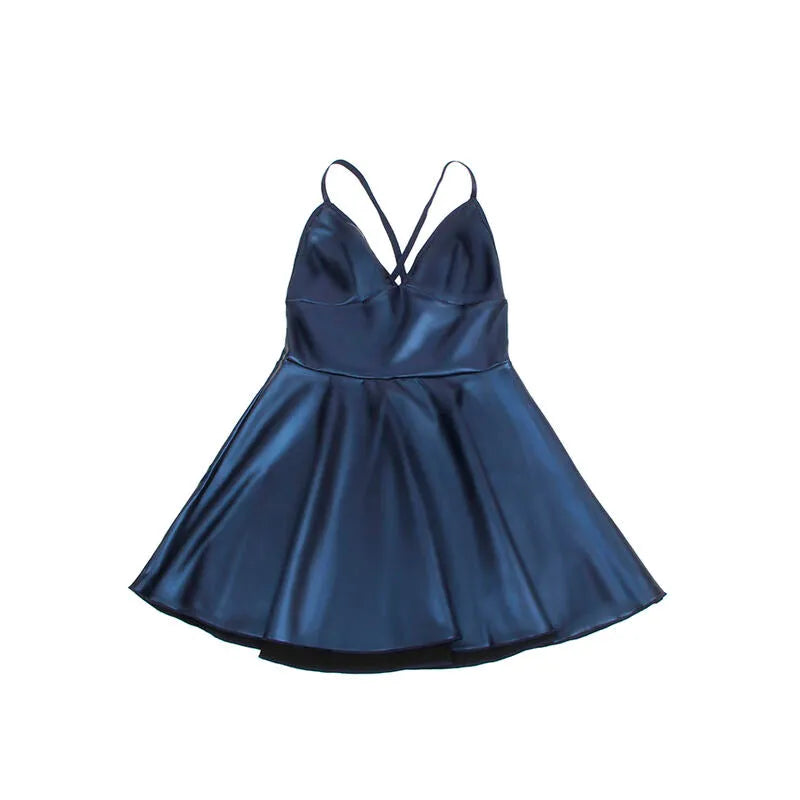 SUBBLIME - 955427 ROBE À BRETELLES EN CUIR BLEU