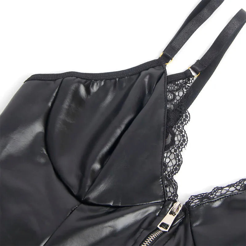 SUBBLIME - 955458 BODY FERMETURE ÉCLAIR EN CUIR NOIR