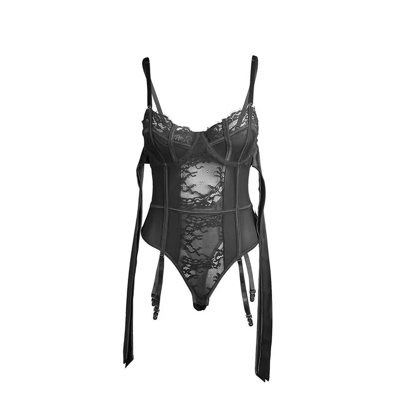 SUBBLIME - 955496 BODY EN DENTELLE AVEC NŒUDS ET JARRETELLES NOIR