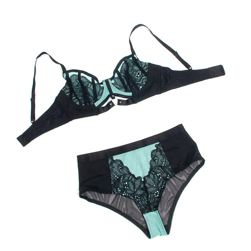 SUBBLIME - 955564 ENSEMBLE SOUTIEN-GORGE À FERMETURE ÉCLAIR EN CUIR VERNI VERT